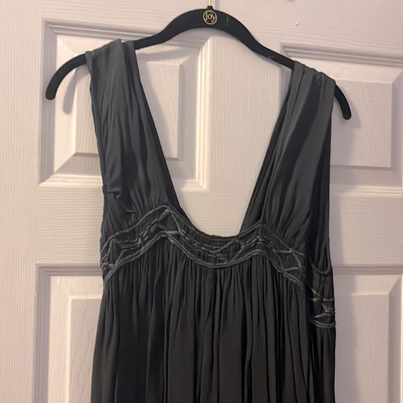 TOPSHOP BOUTIQUE GRAY GRECIAN EMBROIDERED ASYMMETRICAL MINI DRESS SIZE US 12 - Picture 4 of 7